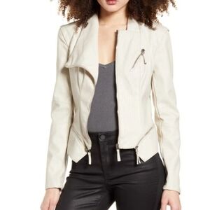 NWT Blanknyc Vanilla Latte Faux Leather Asymmetrical Moto Jacket
